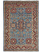 4x6 Blue Kuba Afghan Hand Knotted Wool Area Rug